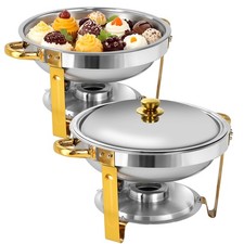 3.5 QT 2 packs gold Chafing Dish Buffet Set Stainless Steel Chafer for Catering