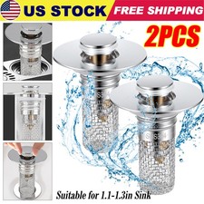 2-Pack Bathroom Sink Stopper Hair Catcher Bathroom Pop Up Sink Drain Filter US