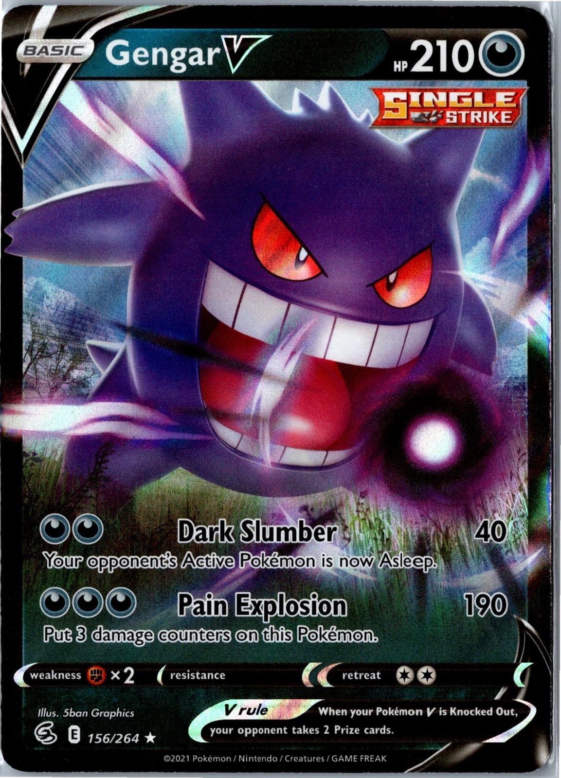 Pokemon Card - Gengar V 156/264 Fusion Strike V Rare Holo Near Mint