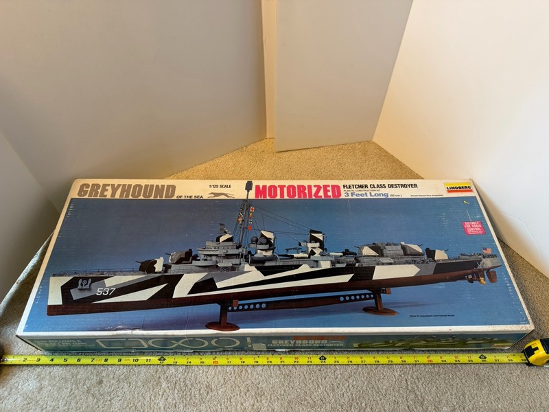 Lindberg Greyhound, Motorized Fletcher Destroyer 1/125 model ship kit. parts