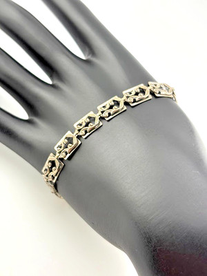 VINTAGE DANECRAFT STERLINGSILBER TULPENSCHNÖRKELARBEIT GLIEDERARMBAND 7,5'' 5,87 G 3898