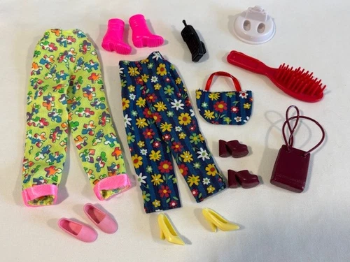 Vintage Barbie Colorful Outfits Accessories & Cell Phone Lot of 11 Items 1990s