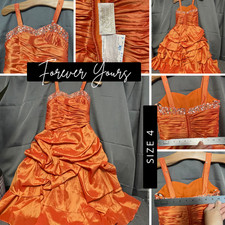 Forever Yours International Orange Sequin Pageant Dress Gown Girls Size 4