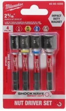Milwaukee 4Pc. Nut Driver Set Shockwave Impact Duty 2-9/16" Magnetic 49-66-4566