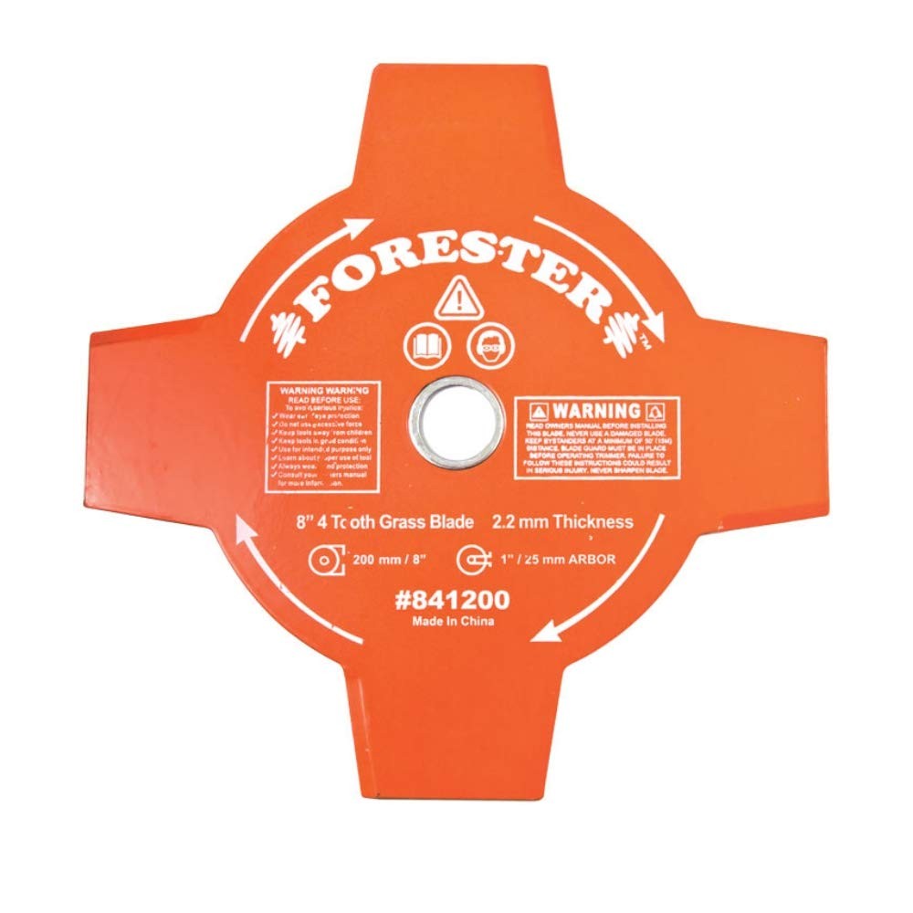 Forester 8" Grass & Brush 4 Tooth Blade Fit Most Gas & Electric Trimmer 1" Arbor