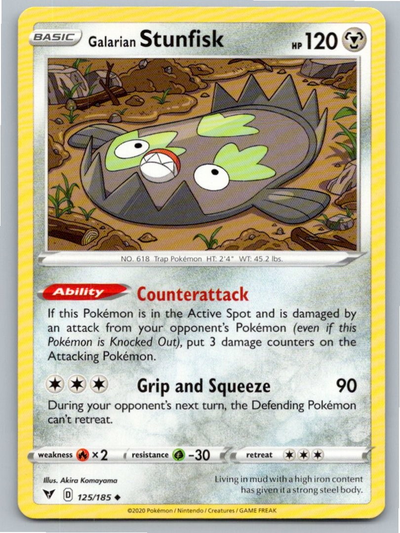 2020 POKEMON GALARIAN STUNFISK VIVID VOLTAGE 125/185 UC NM A82782 FREE S&H