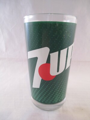 Vintage 7up Logo Drinking Glass 5'' Green Vintage