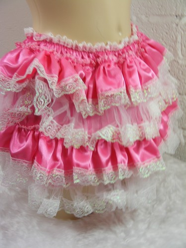 ADULT BABY SISSY CERISE PINK SATIN ALLROUND DIAPER COVER PANTIE BLOOMER LINGERIE - Picture 5 of 5