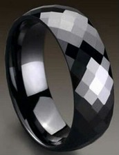 Tungsten Carbide Diamond Faceted RING BAND, in Multiple Sizes and Colors