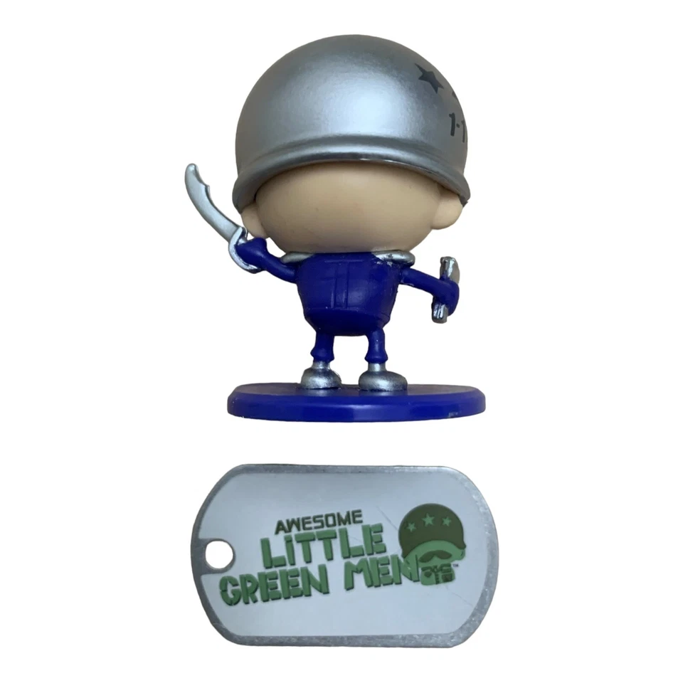 SUPER RARO MGA Impresionante Pequeño Hombre Verde Azul Ejército General Pánico Figura Con Etiqueta Foto 3 de 4