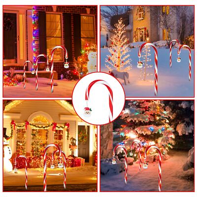 Christmas Solar Candy Cane Light Snowflake/Santa Lights Xmas Home Garden Decor