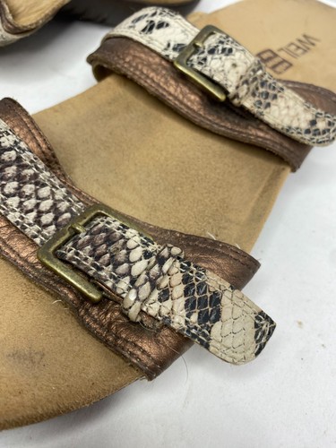 Weil Mystic Slide Sandals Womens Size 8 Leather Brown Bronze Snakeskin Print - Picture 4 of 5