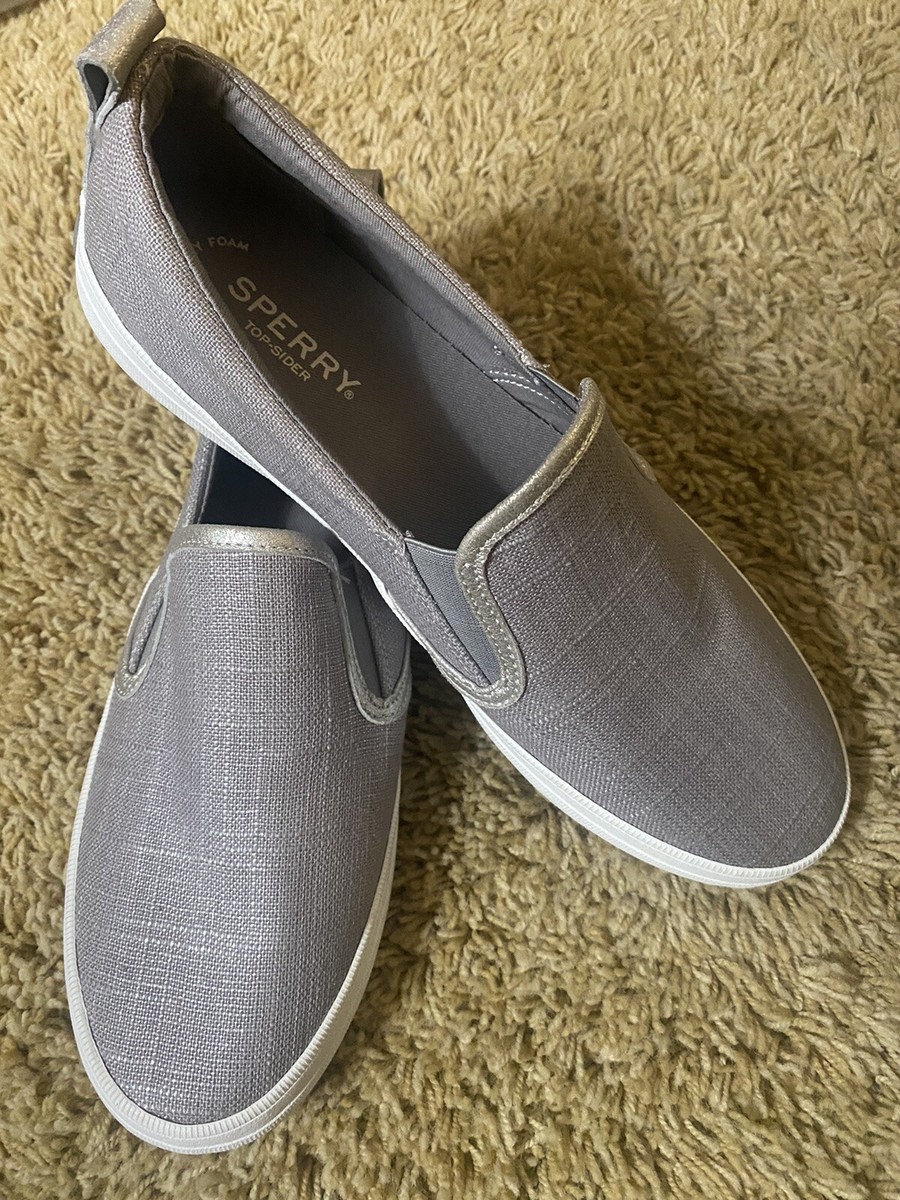 Sperry women’s Gray Slip-On Shoes SPERRY CREST TWIN GORE PERFORATED LEATHER SLIP ON | DANFORM  main image 3