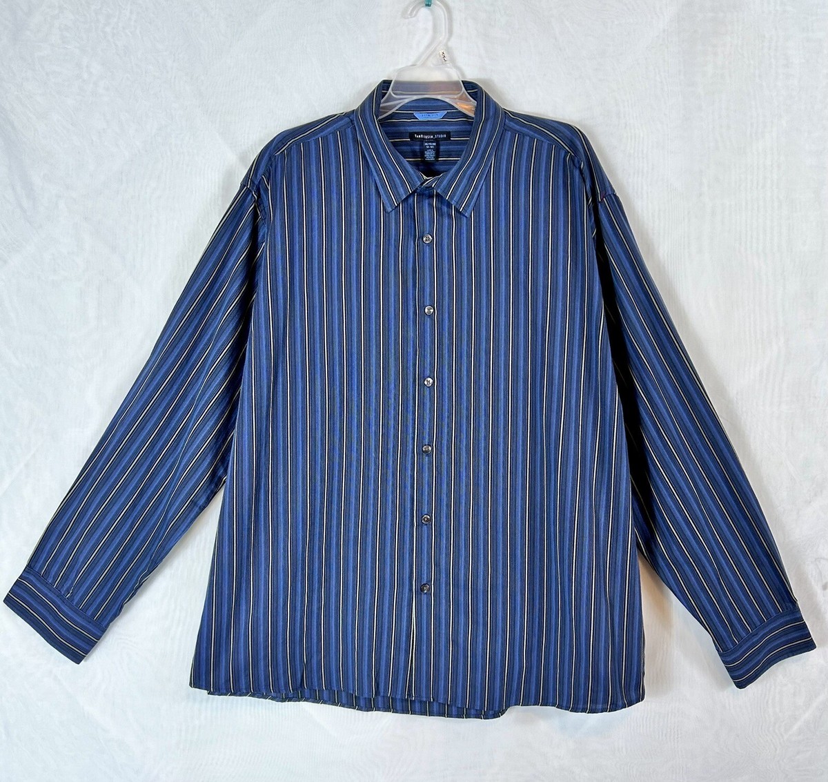 Men's Van Heusen Slim Fit Studio Striped Button Front Dress Shirt / XXL |  eBay