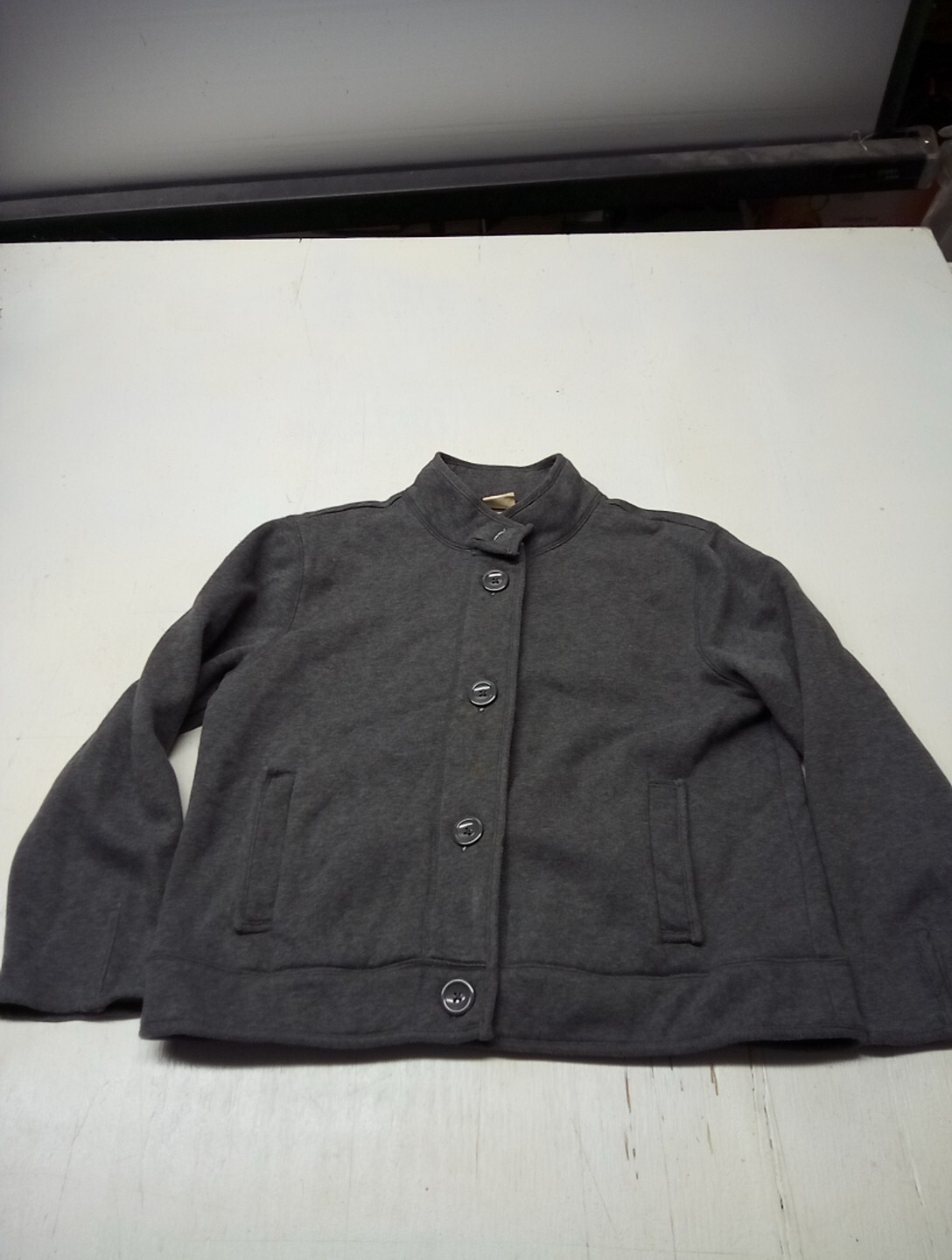 Covington Petite Medium Grey Button Front Flannel… - image 1