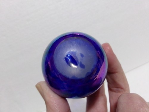 Vintage IRIDESCENT BLUES ART GLASS Hand Blown Purple Lustre Mini Vase - Picture 10 of 12