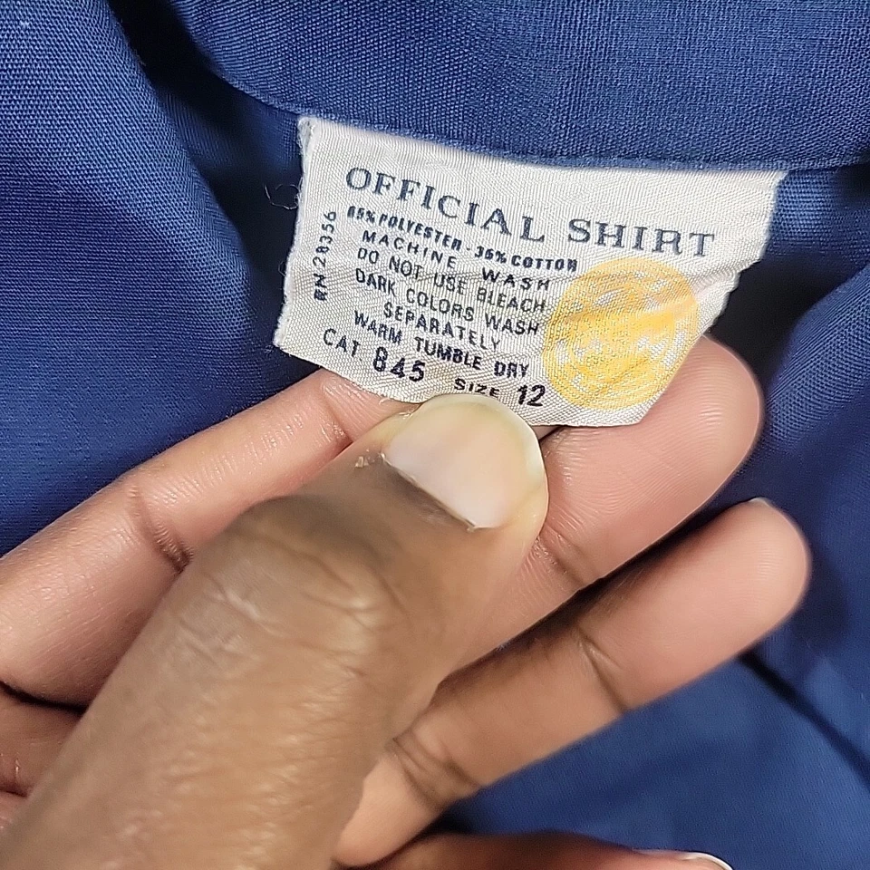 Boy Scouts of America Uniform Shirt Boys 12 Blue Button Up Patches Long Sleeve - Image 2 of 4