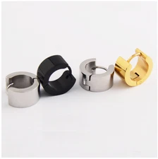 316L Stainless Steel 7mm Wide Band Silver Small Hoop Huggie Earrings Men Women