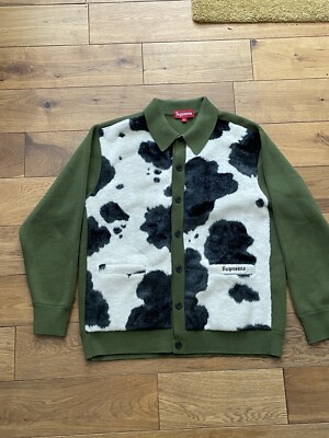 Supreme Cow Print Cardigan Moss Green Size Small Great Condition 