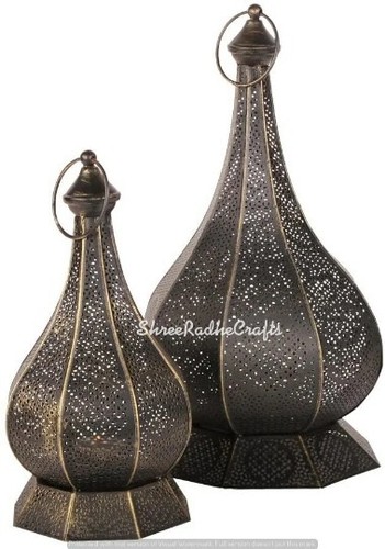 2 PCS Set Moroccan Candle Lamp, Table Lampshade, Metal Floor Home Bedside Lamp - Picture 3 of 8