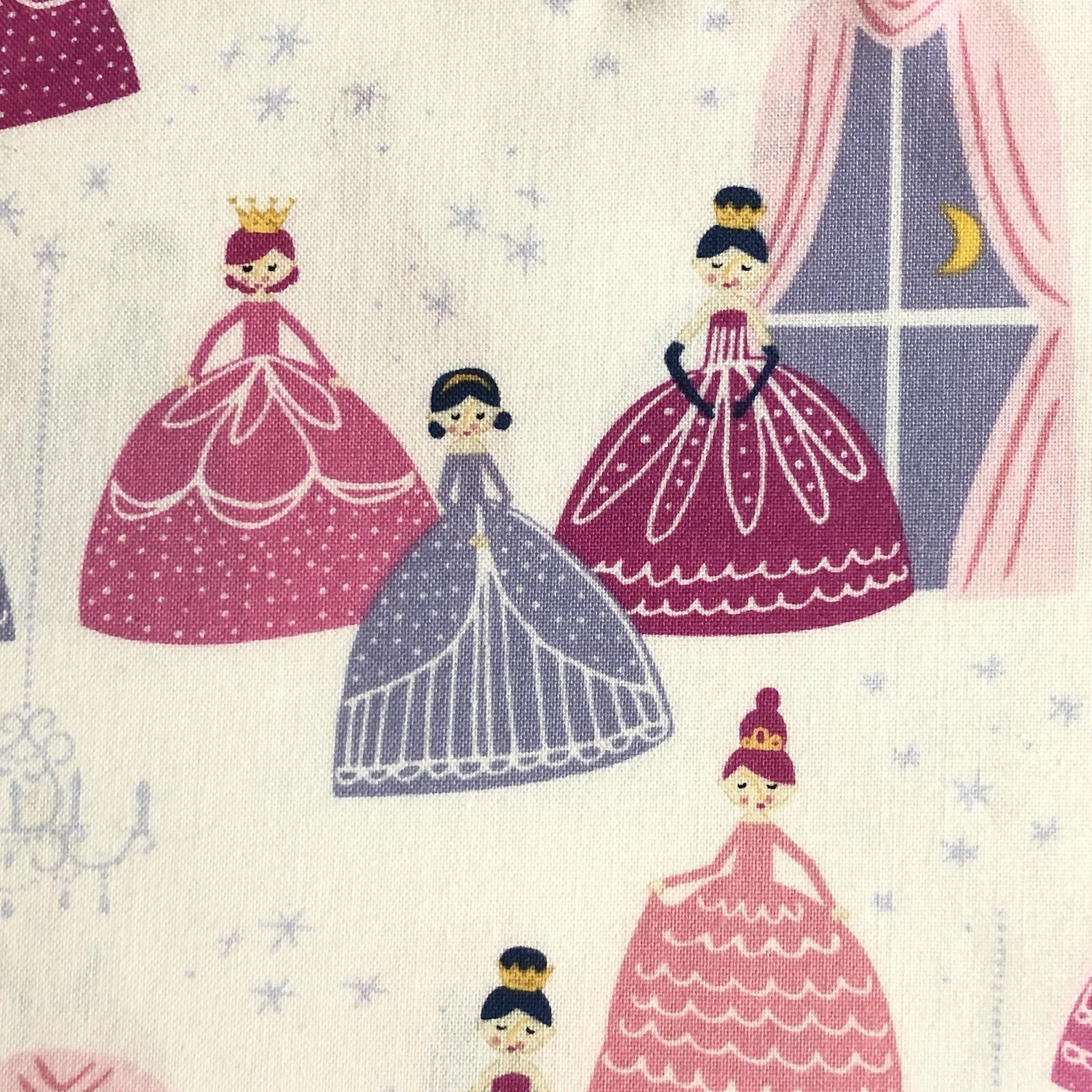 32" Moda Once Upon A Time Princess White Pink Purple Print Hsu Cotton Fabric