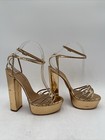 Women’s Aquazzura First Kiss Plateau Sandals Rose Gold Size 38.5
