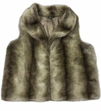 Woodland Woman's Faux Fur Vest Soft Cashmere Blend Size L Nwot