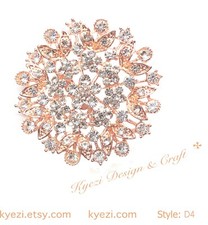 Rose Gold High Quality Crystal Rhinestone Embellishment Brooch Pin DIY STY : D4