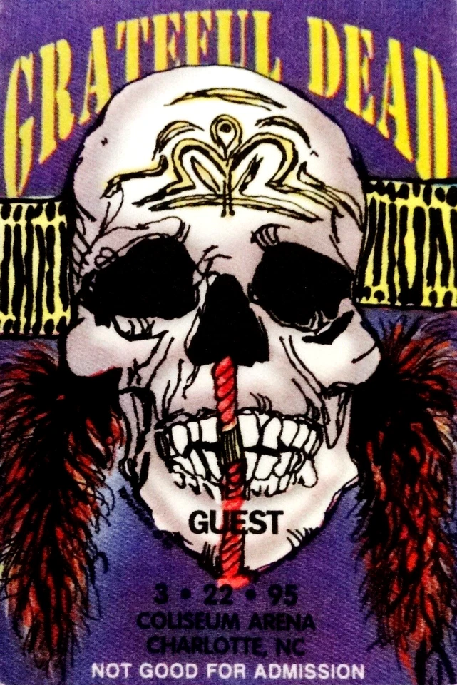 Grateful Dead Backstage Pass Charlotte North Carolina NC 3/22/95 3/22/1995 Skull - Image 2 of 4