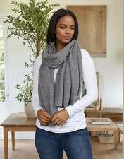 CASHMERE GREY SCARF Thick Shawl Travel Wrap Handmade Natural Cashmere Soft WARM