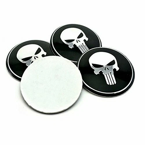 Tapacubos centro rueda pegatina punisher 56 mm 2,2" y tapones de válvula de neumático vástago PAQUETE - Imagen 6 de 7