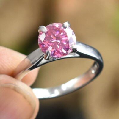 2.50 Karat Pink Behandelt Diamant Ring Mit Weiß Vergoldet Zertifiziert Hochzeit