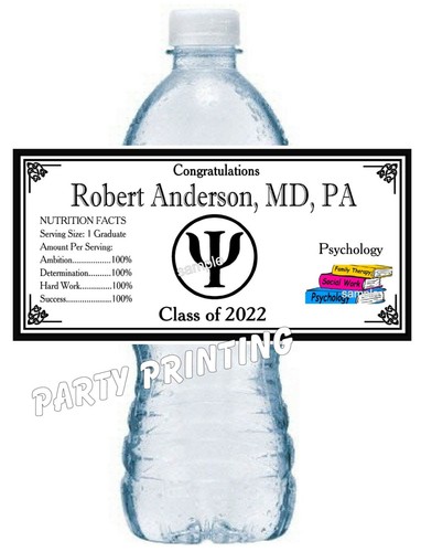 20 PSYCHOLOGY PSYCHOLOGIST GRADUATION PARTY FAVORS WATER BOTTLE LABELS