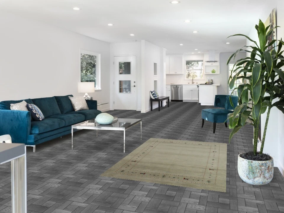 Alfombra Gabbeh verde artesanal de lana hecha a mano alfombra de dormitorio 4x6 pies Foto 2 de 4