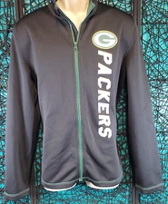 GREEN BAY PACKERS JACKET MENS MEDIUM BLACK NFL TEAM APPAREL FULL ZIP LINED