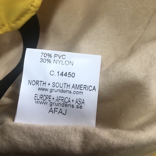 Mens Grundens Nylon and PVC Foul Weather Rain Hat Yellow Size Medium Portugal K1 - Picture 8 of 10