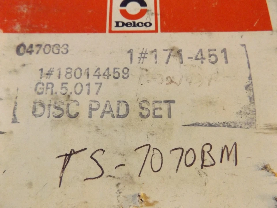 Nuevo de Lote Antiguo GM 1982-1990 Chevrolet Buick Oldsmobile Pontiac \ pastillas de freno de disco \ 18014459 Foto 3 de 4