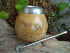 Mate Calabaza Personalized  Argentina, Gourd Yerba With Straw Bombilla, Gift Dad