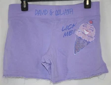 Womens Juniors David & Goliath Lick Me Ice Cream Purple Drawstring Shorts 