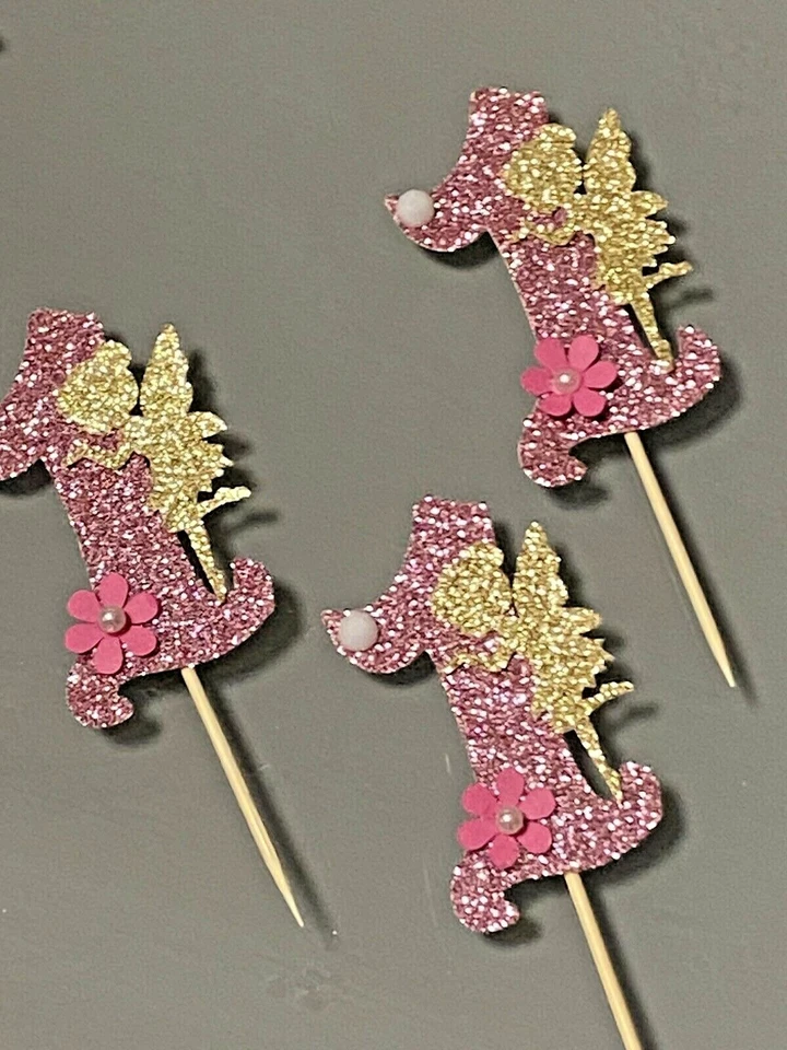 Juego de adornos personalizados para pastel de hadas y cupcakes de 12 piezas, cuento de hadas, hada de jardín Foto 3 de 4
