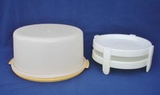 4 Lot Vintage Tupperware X LARGE JUMBO Cake Taker Carrier Keeper GOLD 2 Pie Rack