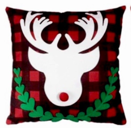 Reindeer Whimsical Fun Christmas 3D Throw Pillow Cover Winter Holiday Home Decor - Picture 4 of 5