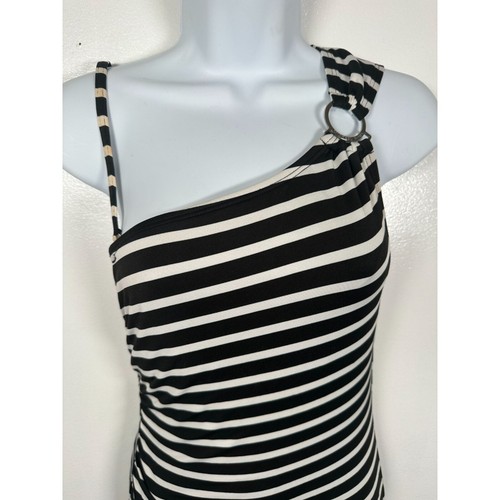 Michael Kors Swimsuit Womens Size 8 One Piece Striped Black White One Shoulder - Picture 9 of 17