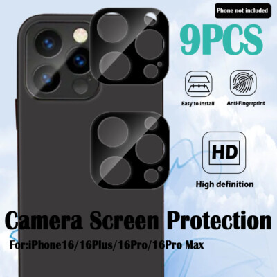 9PCS Camera Lens Film For iPhone16/16Plus/16Pro/16Pro Max