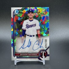 2022 Bowman Chrome Anthony Gutierrez #'d /100 Atomic Refractor Auto Rangers 1st