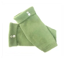 FINGERLESS GLOVES GREEN 100% CASHMERE S M L SMALL MEDIUM LARGE ARM WARMERS CUFFS