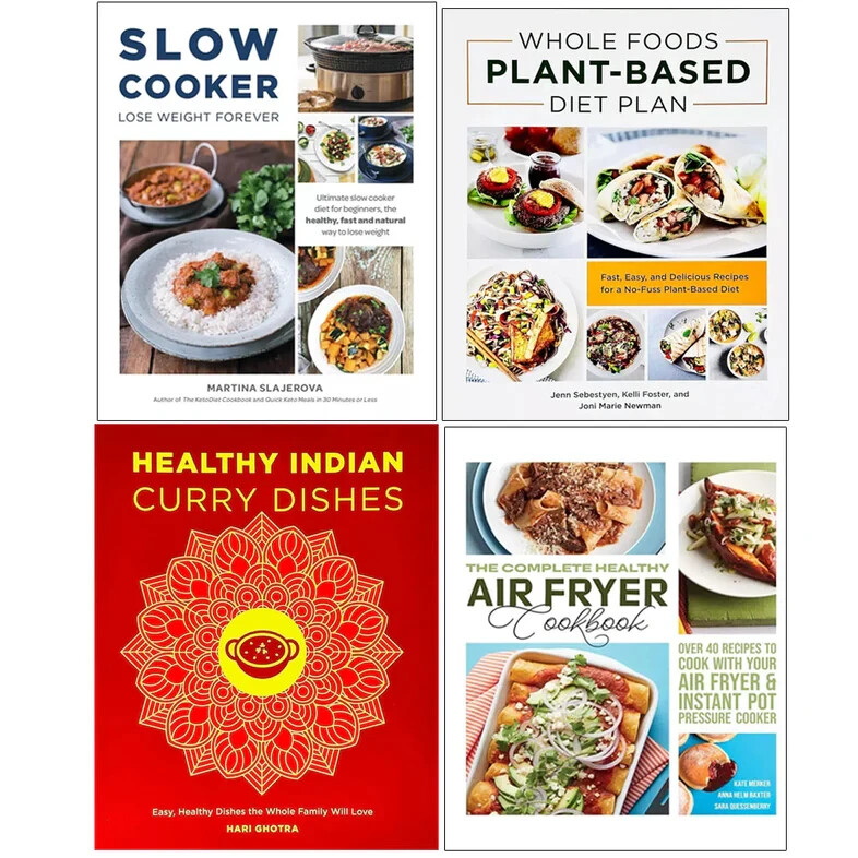 Slow Cooker Lose Weight,Whole Foods Plant,Healthy Indian,Complete Health 4 Books