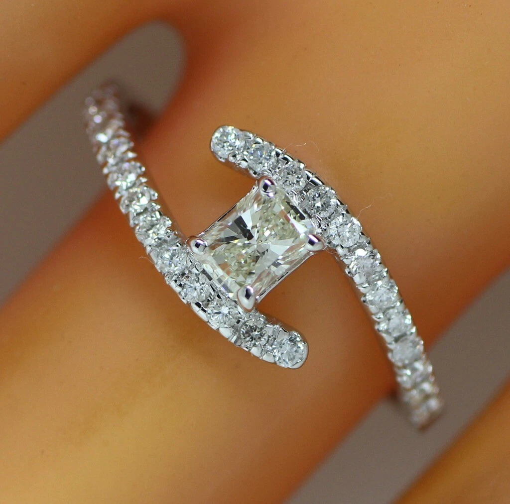 0.54 ct solitaire real diamond engagement ring 18k white gold