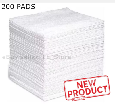 #ad #ad 200 PACK Oil Clean Up Spill Absorbent Pads Contractor Grade Polypropylene NEW $72.29