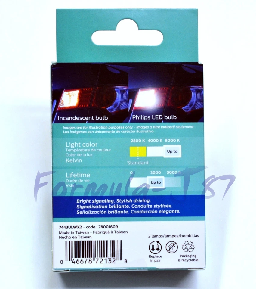 Philips Ultinon LED Light 7443 White 6000K Two Bulbs Front Turn Signal Replace - Image 4 of 4